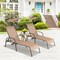 Adjustable Patio Chaise Lounge with Sun Canopy and Cup Holder Brown